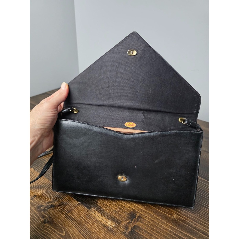 Ande Medium Black Leather Crossbody Bag Purse - Picture 3 of 11